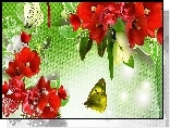 Czerwone, Tulipany, Motyle, Art