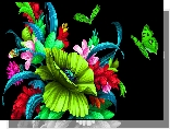 Grafika 2D, Kwiaty, Motyle
