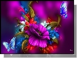 Kolorowe, Kwiaty, Motyle, Art
