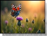Motyl, Kwiat, Ostrożeń, Grafika AI